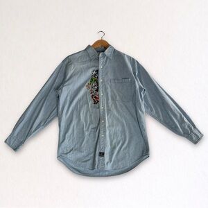 Warner Bros Looney Tunes Denim Button Up Shirt Embroidered Adults Small